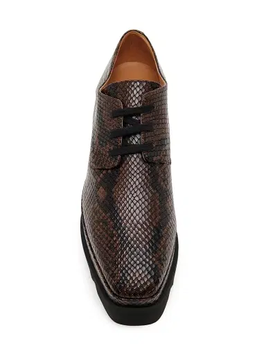 Stella McCartney Women's Elyse Snakeskin-Printed Platform Sneakers - Coffee - Size 11 | Thumbnail 4