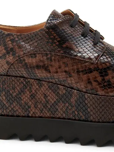 Stella McCartney Women's Elyse Snakeskin-Printed Platform Sneakers - Coffee - Size 11 | Thumbnail 5