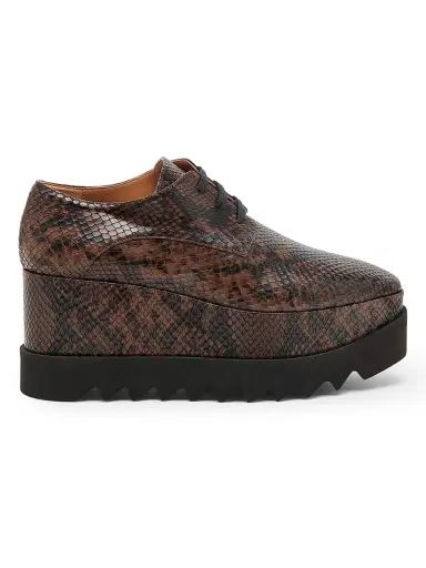 Stella McCartney Women's Elyse Snakeskin-Printed Platform Sneakers - Coffee - Size 11 | Thumbnail 1