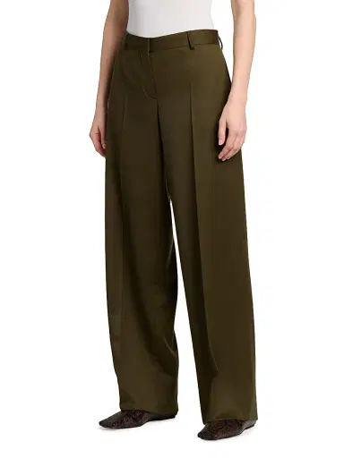 Stella McCartney Women's Shiny Tailoring Loose Trousers - Khaki | Thumbnail 4 Stella McCartney Women's Shiny Tailoring Loose Trousers - Khaki | Thumbnail 4