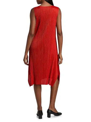 Pleats Please Issey Miyake Women's Monthly Colors: July Plissé Knee-Length Dress - Bright Red | Thumbnail 5 Pleats Please Issey Miyake Women's Monthly Colors: July Plissé Knee-Length Dress - Bright Red | Thumbnail 5