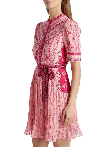 Saloni Women's Ally Floral Silk Tie-Waist Minidress - Mandevilla Border | Thumbnail 4 Saloni Women's Ally Floral Silk Tie-Waist Minidress - Mandevilla Border | Thumbnail 4