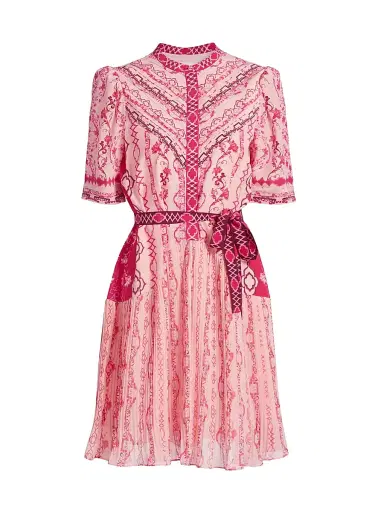 Saloni Women's Ally Floral Silk Tie-Waist Minidress - Mandevilla Border | Thumbnail 1 Saloni Women's Ally Floral Silk Tie-Waist Minidress - Mandevilla Border | Thumbnail 1