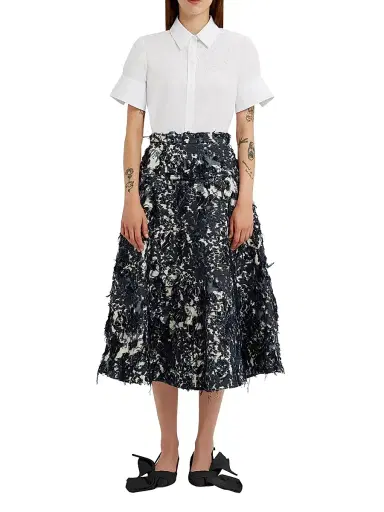 Erdem Women's Floral Appliqué Cotton Shirt - White | Thumbnail 2