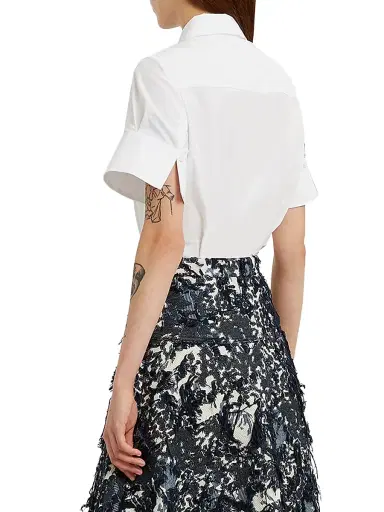 Erdem Women's Floral Appliqué Cotton Shirt - White | Thumbnail 5