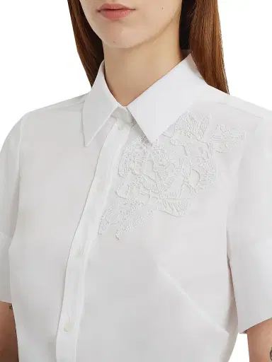 Erdem Women's Floral Appliqué Cotton Shirt - White | Thumbnail 6