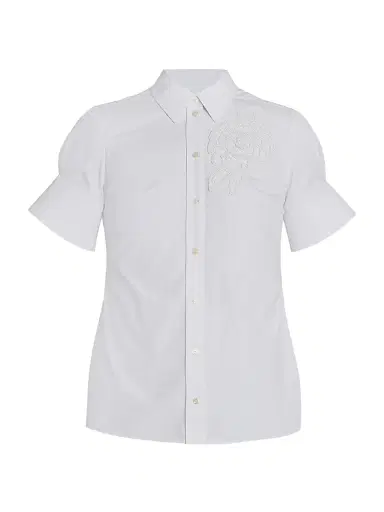 Erdem Women's Floral Appliqué Cotton Shirt - White | Thumbnail 1