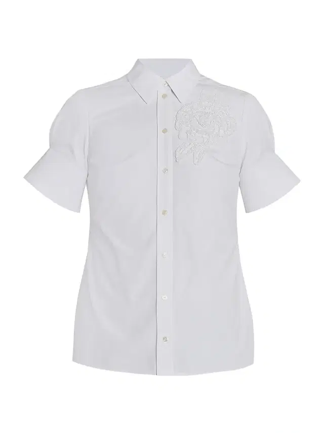 Erdem Women's Floral Appliqué Cotton Shirt - White
