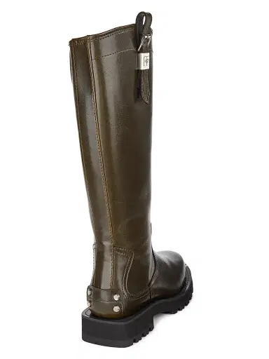 Ganni Women's Studs Crinkle Faux-Leather High Boots - Dark Olive - Size 9 | Thumbnail 3 Ganni Women's Studs Crinkle Faux-Leather High Boots - Dark Olive - Size 9 | Thumbnail 3