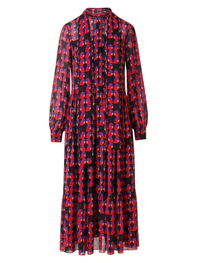 Akris punto Women's Francoise Hardy Printed Midi-Dress - Black Multicolor - Size 8 | Thumbnail 1 Akris punto Women's Francoise Hardy Printed Midi-Dress - Black Multicolor - Size 8 | Thumbnail 1