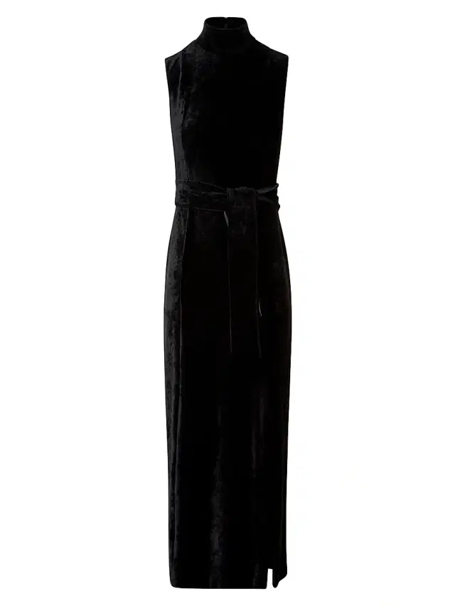 Akris punto Women's Velvet Tie-Waist Maxi Dress - Black