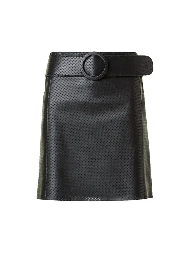 Akris punto Women's Belted Pin Dot Leather Miniskirt - Black