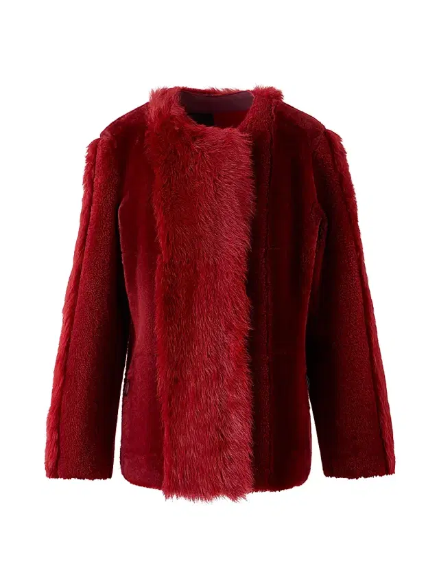 Akris punto Women's Boxy-Fit Shearling Jacket - Cranberry