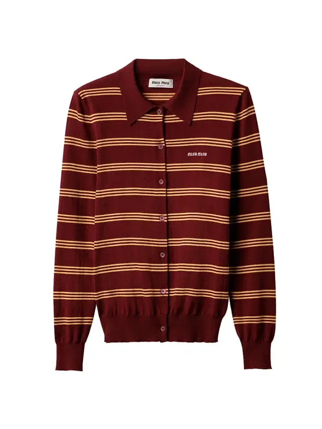 Women's Striped Cashmere and Silk Cardigan - Dark Red