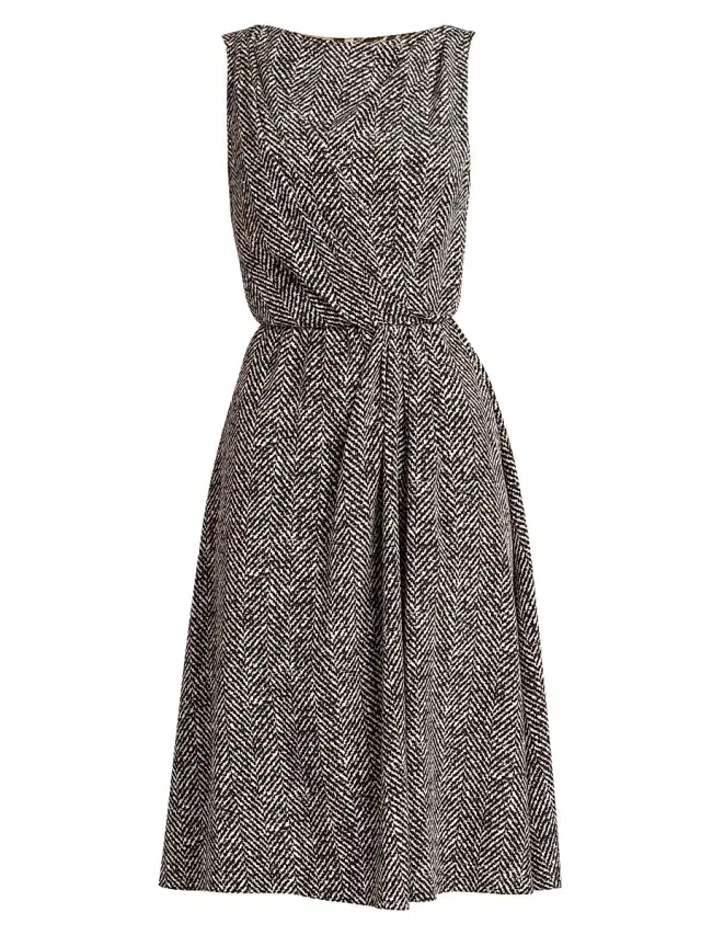 Dolce & Gabbana Women's Italian Tailoring Herringbone Stretch Crepe Midi-Dress - Chevron Bco Nero