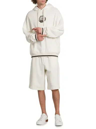 Dolce & Gabbana Men's Logo Hooded Sweatshirt - Bianco Naturale | Thumbnail 2 Dolce & Gabbana Men's Logo Hooded Sweatshirt - Bianco Naturale | Thumbnail 2