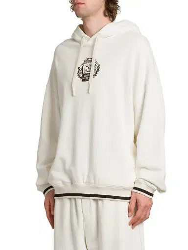 Dolce & Gabbana Men's Logo Hooded Sweatshirt - Bianco Naturale | Thumbnail 4 Dolce & Gabbana Men's Logo Hooded Sweatshirt - Bianco Naturale | Thumbnail 4