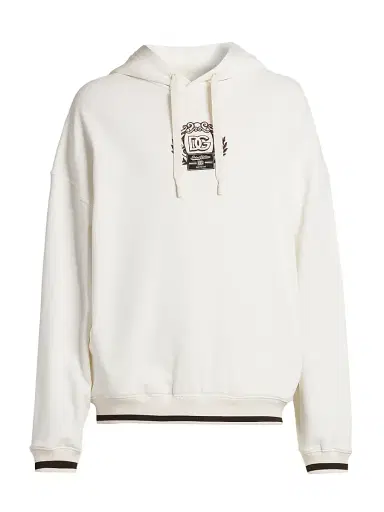 Dolce & Gabbana Men's Logo Hooded Sweatshirt - Bianco Naturale | Thumbnail 1 Dolce & Gabbana Men's Logo Hooded Sweatshirt - Bianco Naturale | Thumbnail 1