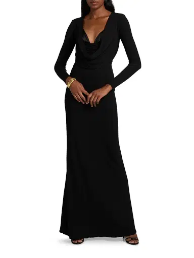 Elisabetta Franchi Women's Red Carpet Crêpe Jersey Column Gown - Nero | Thumbnail 2