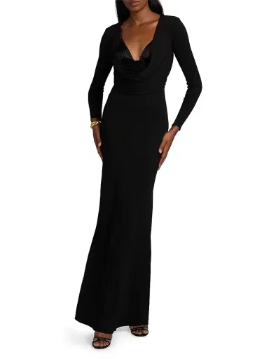 Elisabetta Franchi Women's Red Carpet Crêpe Jersey Column Gown - Nero | Thumbnail 3