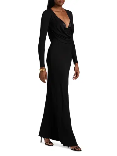 Elisabetta Franchi Women's Red Carpet Crêpe Jersey Column Gown - Nero | Thumbnail 4