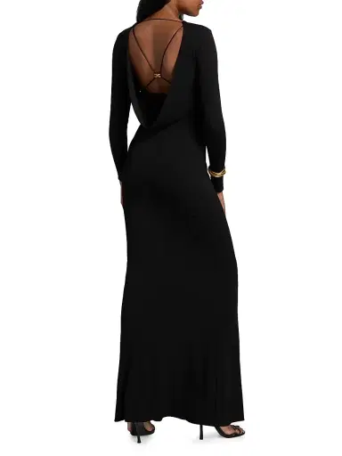 Elisabetta Franchi Women's Red Carpet Crêpe Jersey Column Gown - Nero | Thumbnail 5