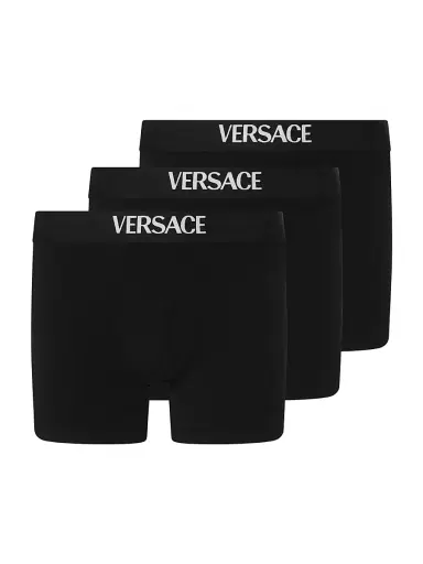 Versace Men's Logo Boxer Brief 3-Pack - Black | Thumbnail 1 Versace Men's Logo Boxer Brief 3-Pack - Black | Thumbnail 1