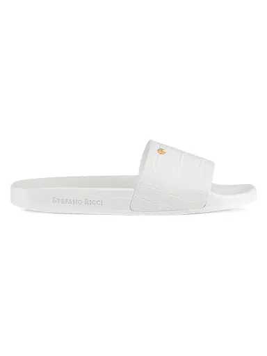 Stefano Ricci Men's Crocodile Leather Slides - White - Size 12 | Thumbnail 1