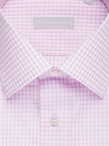 Stefano Ricci Men's Refined Classic Dress Shirt - Pink White | Thumbnail 2