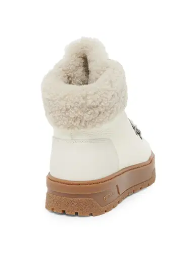 Pollini Women's Ice Cracker Shearling-Trimmed & Leather Platform Ankle Boots - Ice - Size 11 | Thumbnail 3