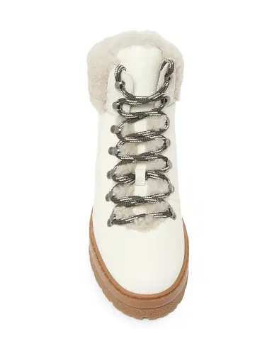 Pollini Women's Ice Cracker Shearling-Trimmed & Leather Platform Ankle Boots - Ice - Size 11 | Thumbnail 4
