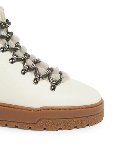 Pollini Women's Ice Cracker Shearling-Trimmed & Leather Platform Ankle Boots - Ice - Size 11 | Thumbnail 6