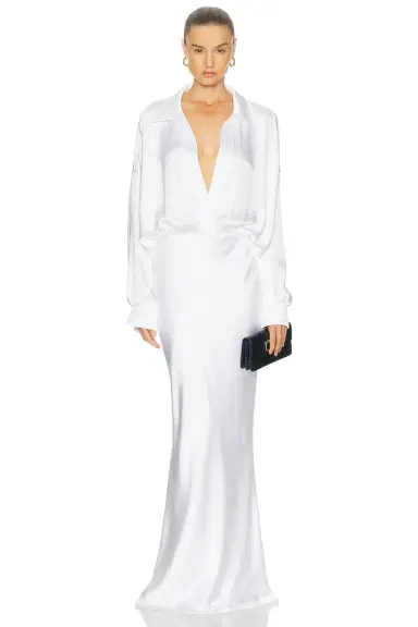 Norma Kamali Super Oversized Boyfriend Shirt Gown | Thumbnail 1