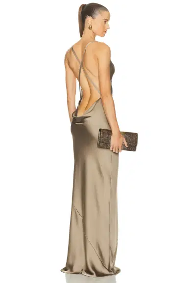 Norma Kamali Cross Back Bias Gown | Thumbnail 1
