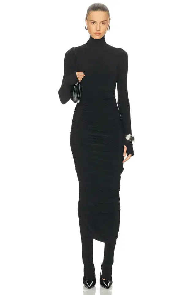 Norma Kamali Long Sleeve Turtleneck Strapless Diana Gown