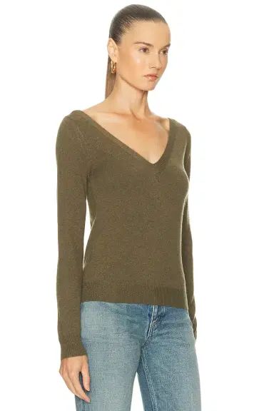 Saint Laurent Long Sleeve V-Neck Top | Thumbnail 2 Saint Laurent Long Sleeve V-Neck Top | Thumbnail 2
