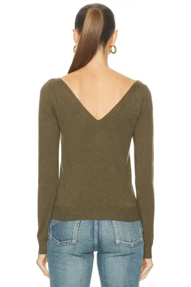 Saint Laurent Long Sleeve V-Neck Top | Thumbnail 3 Saint Laurent Long Sleeve V-Neck Top | Thumbnail 3