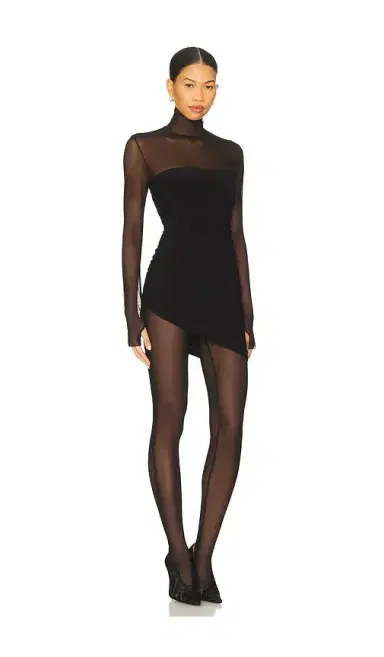 Norma Kamali Long Sleeve Turtleneck Strapless Diana Pickleball Dress | Thumbnail 2