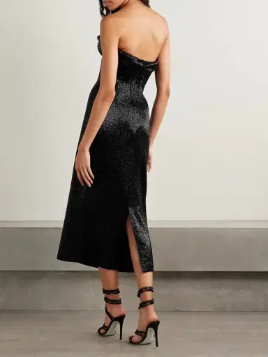 Wiederhoeft Ivy Draped Strapless Beaded Tulle Midi Dress | Thumbnail 3 Wiederhoeft Ivy Draped Strapless Beaded Tulle Midi Dress | Thumbnail 3