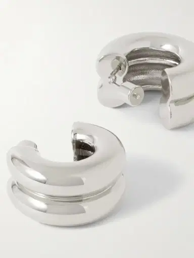 Martha Calvo Double Rhodium-plated Hoop Earrings | Thumbnail 3