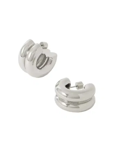 Martha Calvo Double Rhodium-plated Hoop Earrings | Thumbnail 1
