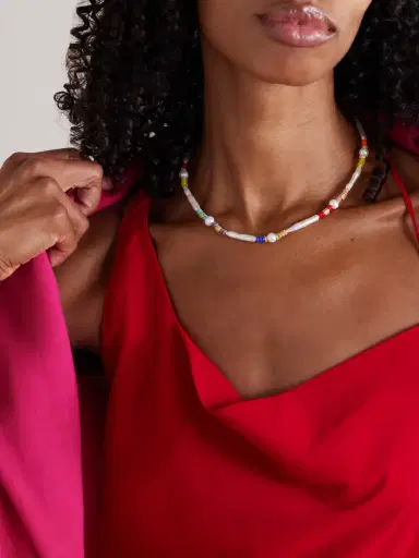 Martha Calvo Kai Gold-plated, Pearl, Enamel And Crystal Necklace | Thumbnail 2