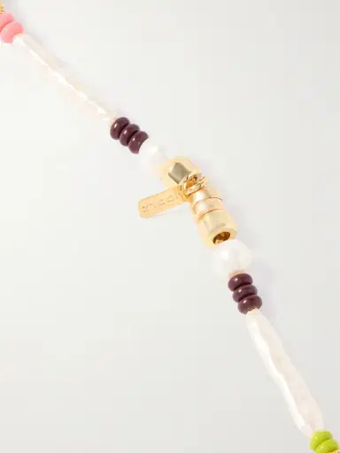 Martha Calvo Kai Gold-plated, Pearl, Enamel And Crystal Necklace | Thumbnail 3