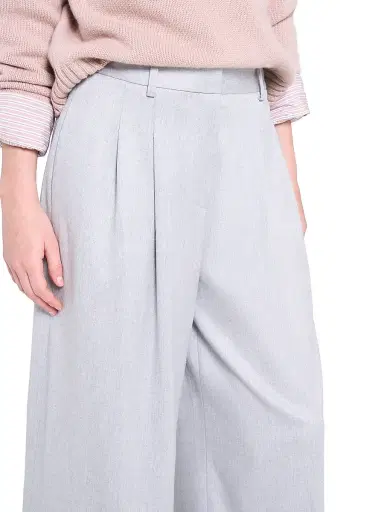 TWP Women's Avery Stretch-Wool Wide-Leg Pants - Light Heather Grey - Size 12 | Thumbnail 6 TWP Women's Avery Stretch-Wool Wide-Leg Pants - Light Heather Grey - Size 12 | Thumbnail 6