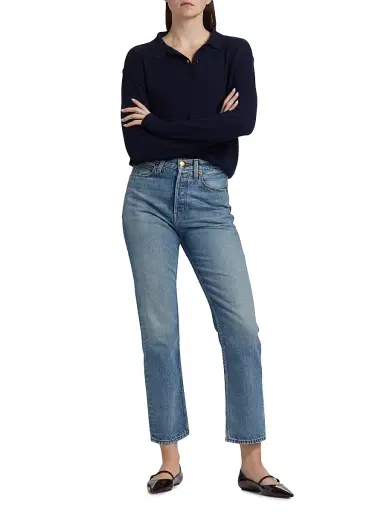 Jamie Haller Women's Cashmere Polo Sweater - Navy | Thumbnail 2 Jamie Haller Women's Cashmere Polo Sweater - Navy | Thumbnail 2