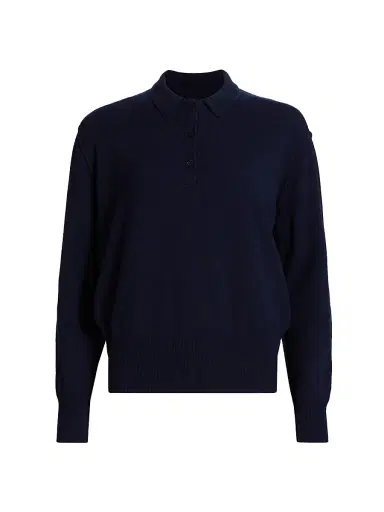 Jamie Haller Women's Cashmere Polo Sweater - Navy | Thumbnail 1 Jamie Haller Women's Cashmere Polo Sweater - Navy | Thumbnail 1