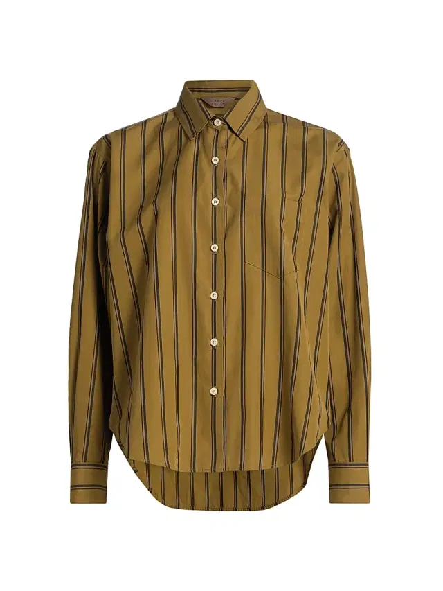Women's The Weekend Striped Cotton Shirt - Golden Rod Stripe