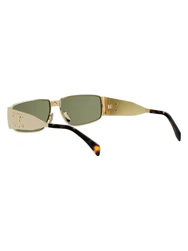 Celine Men's Metal Triomphe 59MM Rectangular Sunglasses - Shiny Endura Gold And Green | Thumbnail 4 Celine Men's Metal Triomphe 59MM Rectangular Sunglasses - Shiny Endura Gold And Green | Thumbnail 4
