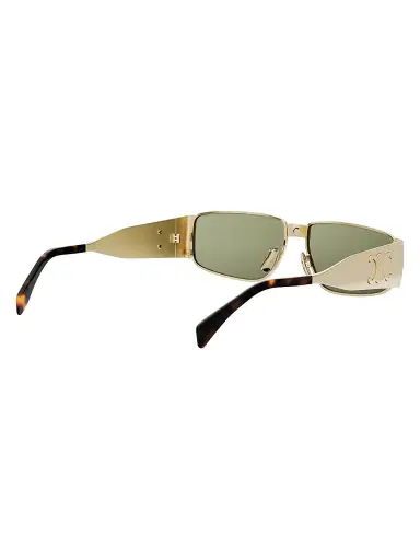 Celine Men's Metal Triomphe 59MM Rectangular Sunglasses - Shiny Endura Gold And Green | Thumbnail 6 Celine Men's Metal Triomphe 59MM Rectangular Sunglasses - Shiny Endura Gold And Green | Thumbnail 6