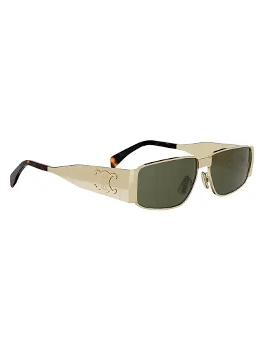 Celine Men's Metal Triomphe 59MM Rectangular Sunglasses - Shiny Endura Gold And Green | Thumbnail 8 Celine Men's Metal Triomphe 59MM Rectangular Sunglasses - Shiny Endura Gold And Green | Thumbnail 8